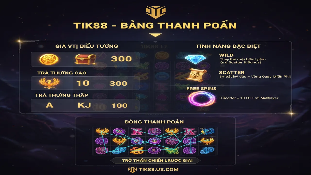Hướng dẫn đọc bảng thanh toán (Paytable) trong Slot Tik88