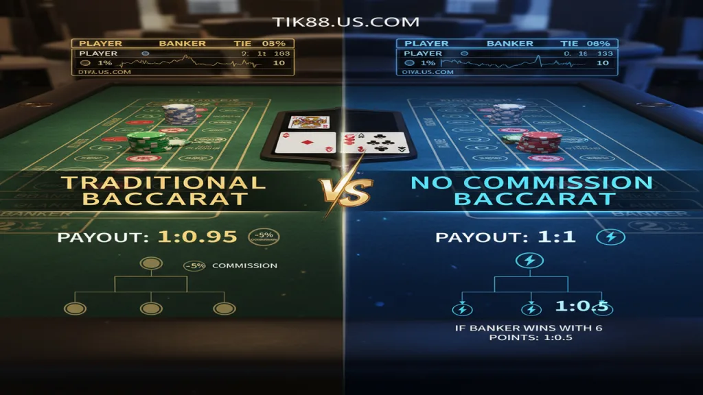 So sánh Baccarat không hoa hồng và truyền thống Tik88